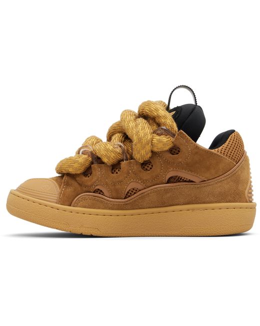 Lanvin Black Tan Curb Leather With Snake Laces Sneakers