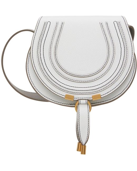 Chloé Metallic White Small Marcie Saddle Bag