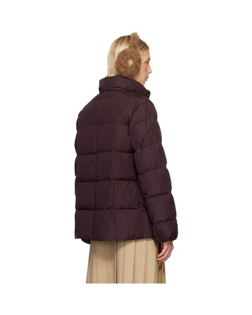 Moncler Purple Burgundy Cochevinne Square-Quilted Short Down Jacket