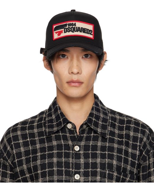 DSquared² Black Logo Patch Baseball Cap for men
