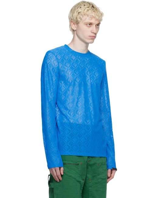 MARINE SERRE Ssense Exclusive Blue Long Sleeve T-shirt for men