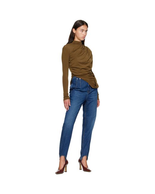 Mugler Blue Washed Denim Cigarette Stirrup Jeans