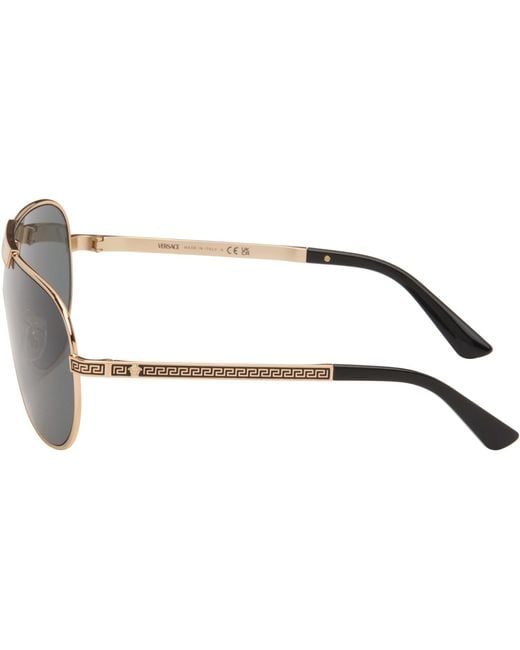 Versace Gray Greca Aviator Sunglasses