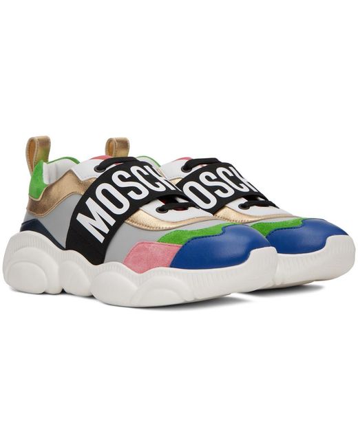 Moschino Black Multicolor Elastic Band Teddy Sneakers for men