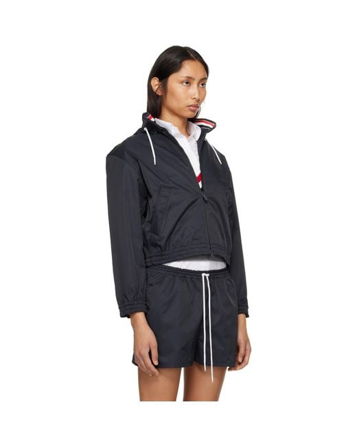 Thom Browne Blue Nylon Tech Track Jacket