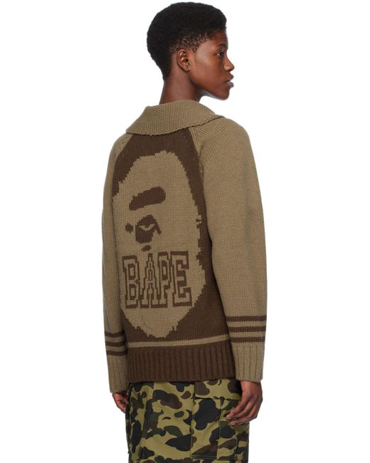 A Bathing Ape Brown Intarsia Sweater