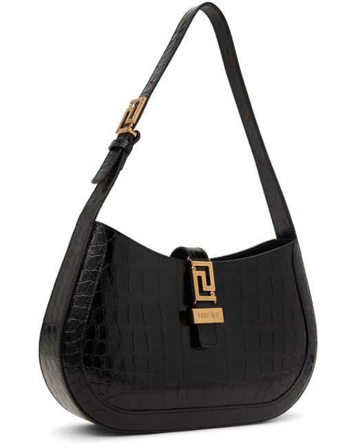 Versace Black Croc-embossed Bag