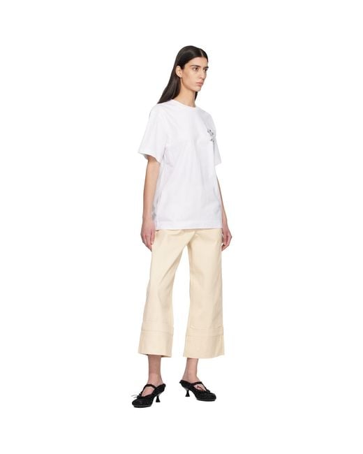 Simone Rocha Natural Off- Straight Leg Bow Loop Jeans