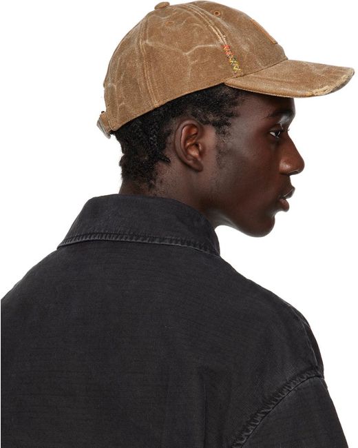 Acne Black Brown Leather Patch Cap for men