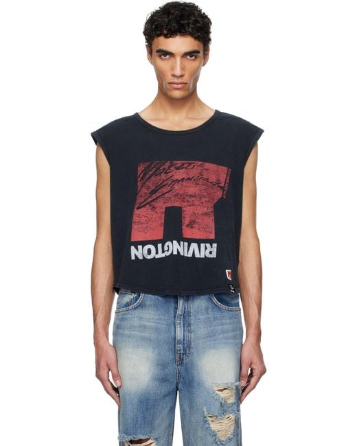 RIVINGTON roi Rebis Black R'Chon Muscle Tank Top for men