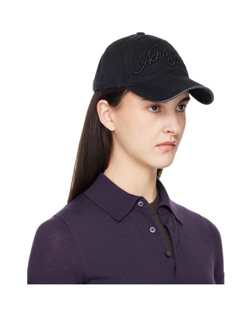 Acne Black Embroidered Logo Cap