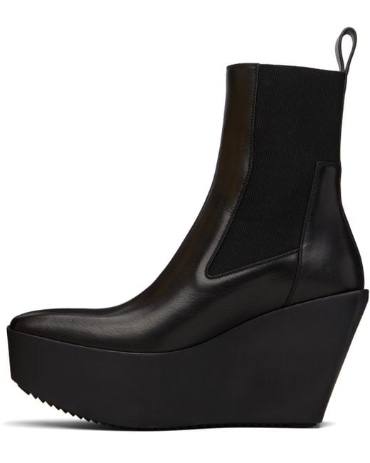 Rick Owens Black Concordians Sliver Platform Beatle Chelsea Boots for men