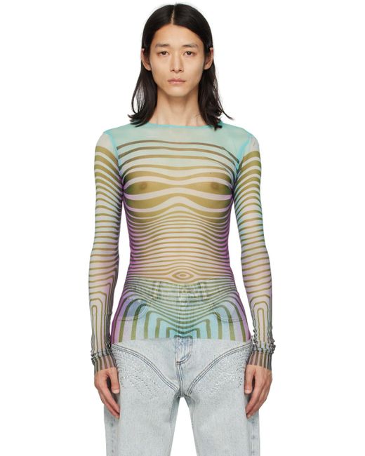 Jean Paul Gaultier Multicolor Ssense Exclusive Blue Body Morphing Long Sleeve T-shirt for men