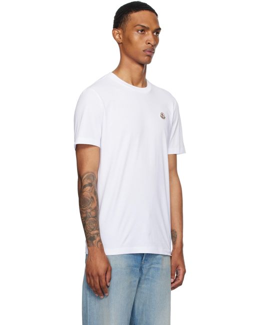 Moncler White Three-Pack Logo Patch Cotton T-Shirts for men