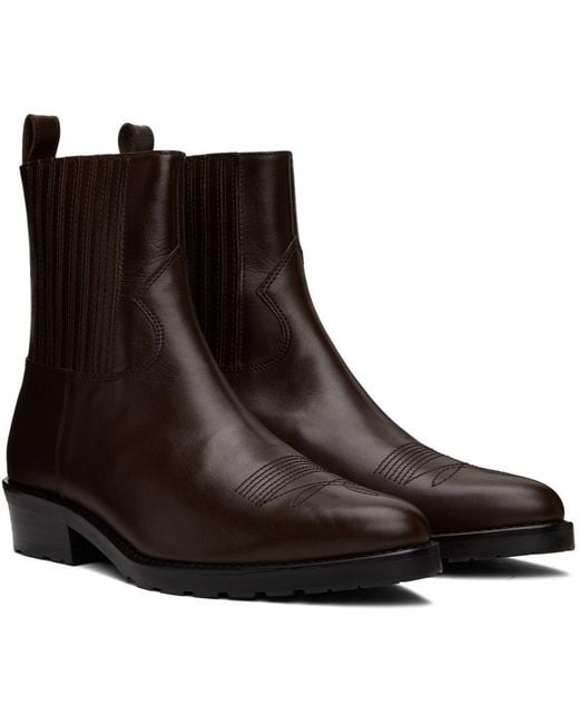 Toga Virilis Brown Ssense Exclusive Hard Leather Chelsea Boots for men