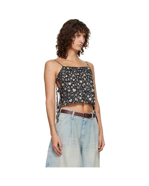 R13 Black Square Neck Tie Camisole