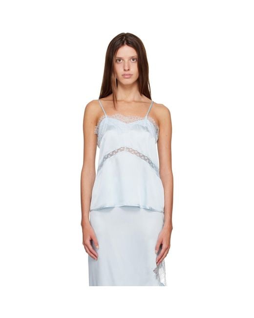 R2W Blue Milena Silk Lace Sleeveless Camisole