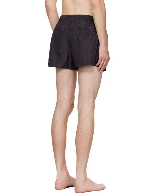 Balmain Black Leopard Swim Shorts for men