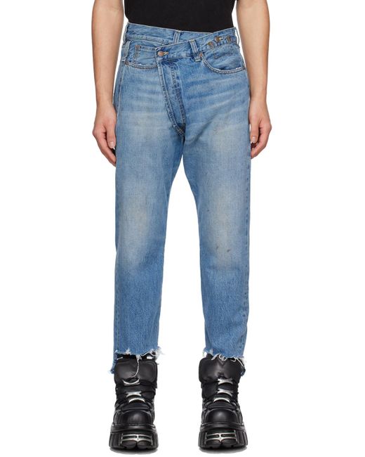R13 Blue Crossover Jeans for men