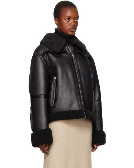 Stand Studio Black Lessie Faux-shearling Jacket