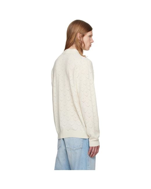 vowels White Off- Eyelet Polo for men