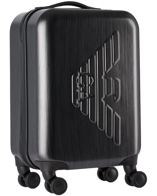 Emporio Armani Black Embossed Eagle Carry-on Suitcase for men