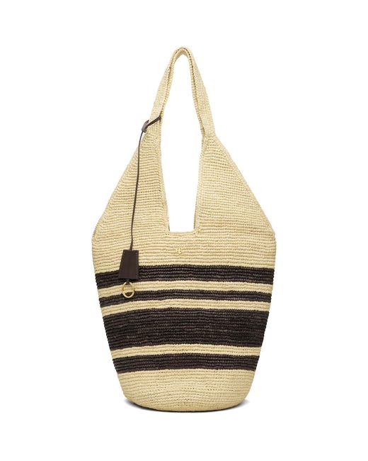 Anine Bing Black Off- & Leah Stripes Raffia Bag