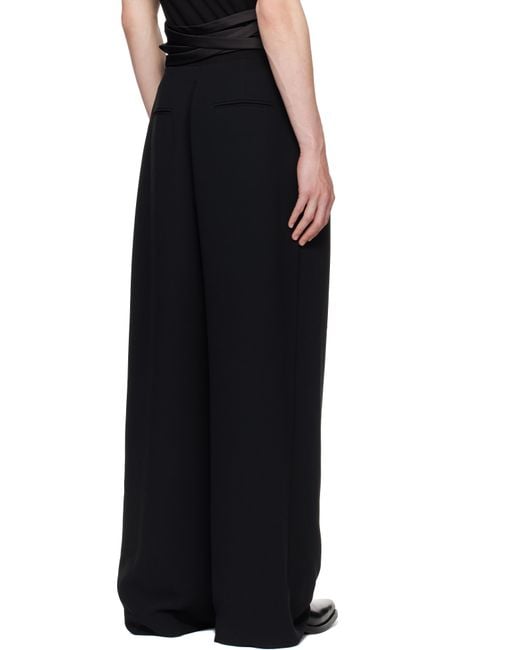 AARON ESH Black Waistbandless Wide Crêpe Trousers for men