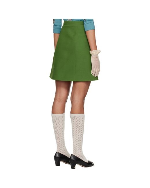 Valentino Green Solid Crepe Couture Miniskirt