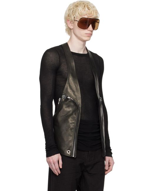 Rick Owens Black Bauhaus Leather Vest for men