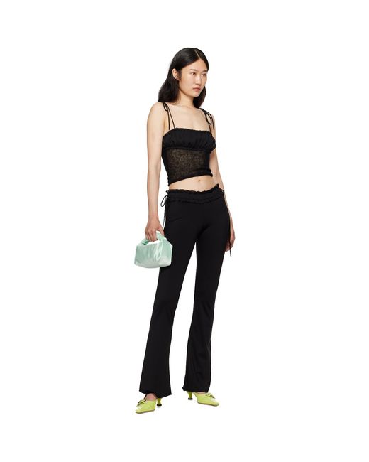 GUIZIO Black Ruched Tank Top