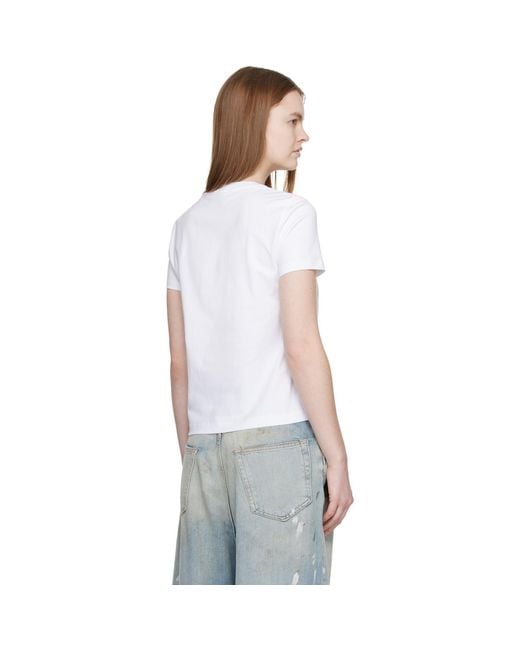 Casablanca White Crystal Warped Logo Fitted Short Sleeve T‑Shirt