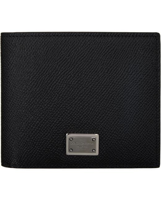 メンズ Dolce & Gabbana ブラック Dauphine カーフスキン 財布 Black