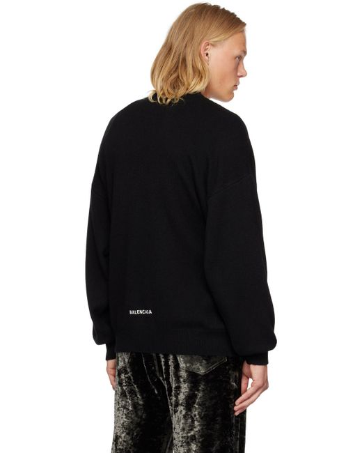 Balenciaga Black Embroidered Sweater for men