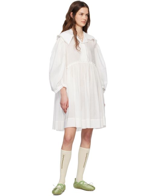 Simone Rocha ホワイト ビーズ セーラーシャツ ミニワンピース Black