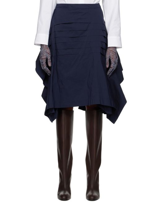 Dries Van Noten Blue Deconstructed Midi Skirt
