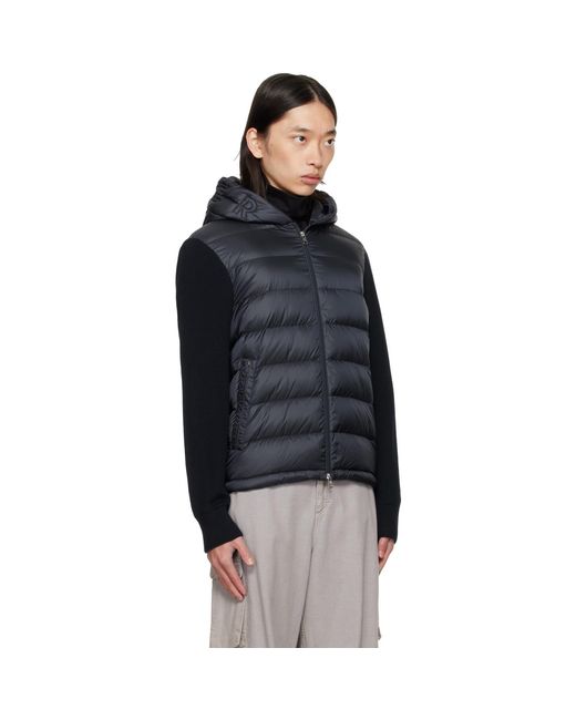 Moncler Black Padded Wool Zip-Up Down Hoodie for men