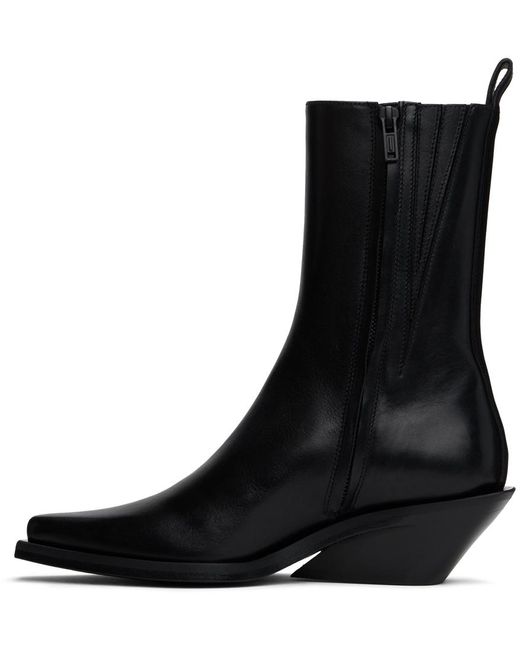 Ann Demeulemeester Black Pointed Leather Wedge Boots