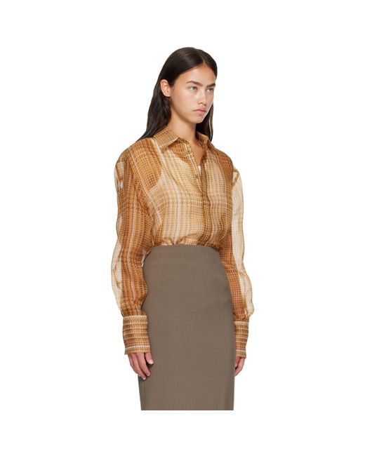 Mugler Brown Tan Sheer Organza Shirt