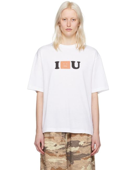 Acne White 'i Face U' T-shirt