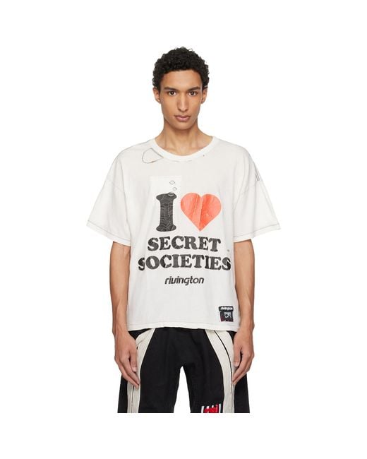 RIVINGTON roi Rebis White Off- 'Secret Societies' Tyler T-Shirt for men