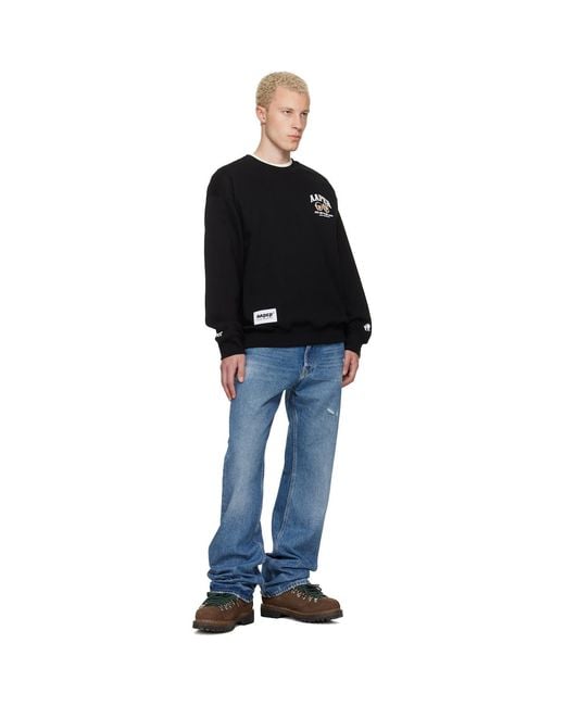 Aape By A Bathing Ape Black 'Aaper' Crew Neck Sweatshirt for men