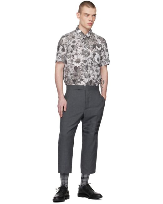 Thom Browne Black Gray Floral Shirt for men