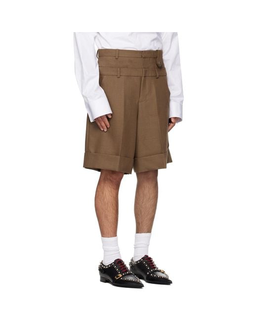 Egonlab Natural Double Waist Wool Shorts for men
