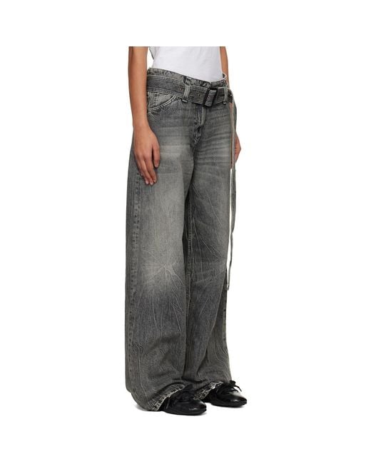 Acne Black Belted Relaxed Fit Jeans