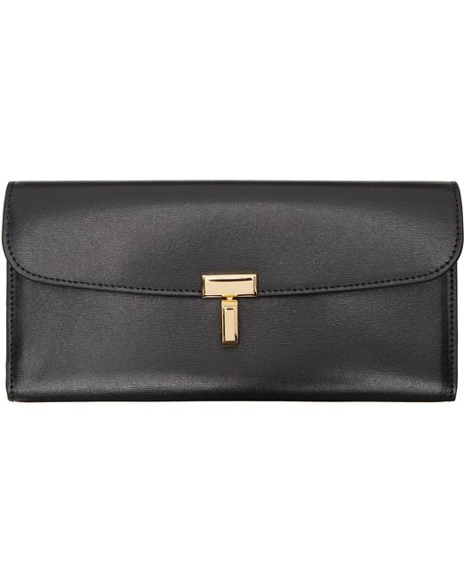 Totême Black T-Lock Leather Wallet