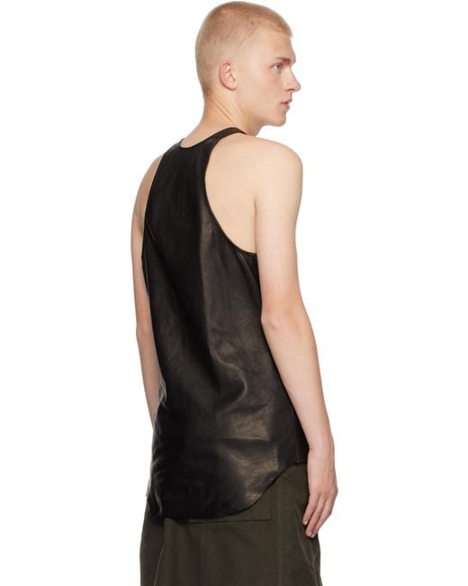 Rick Owens Black Porterville Orb Leather Tank Top for men