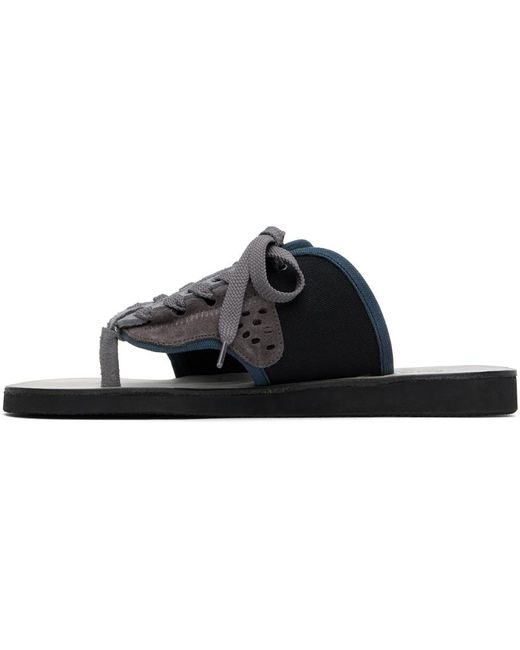 Acne Black Lace-Up Leather Sandals for men