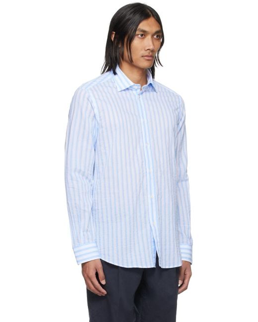 Barena White Blue Surian Barai Shirt for men
