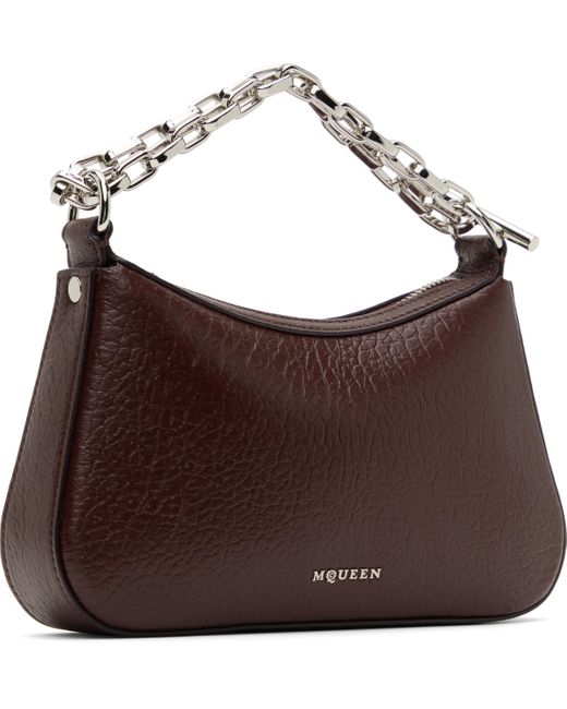 Alexander McQueen Brown Burgundy T-Bar Mini Bag